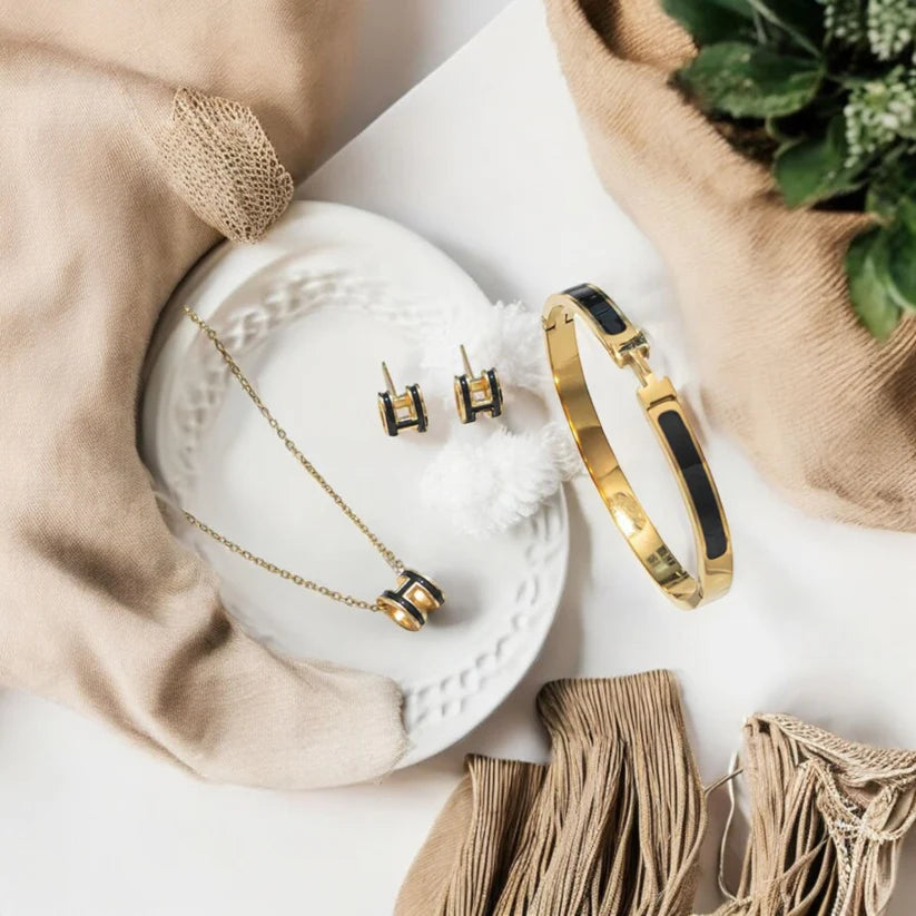 Hera - Schmuckset in Schwarz